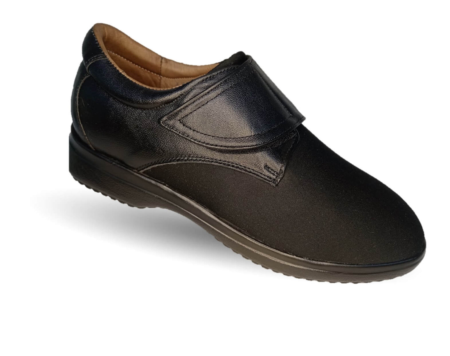 Zapato de Confort para pie diabético de piel de cabra con licra Jet 483 Negro para hombre