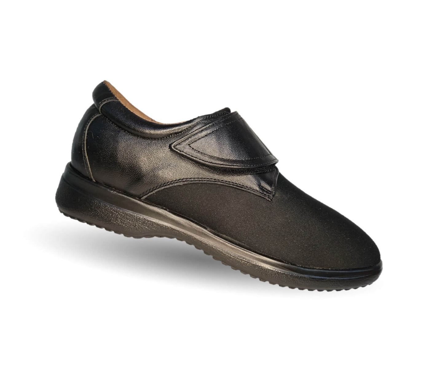 Zapato de Confort para pie diabético de piel de cabra con licra Jet 483 Negro para hombre