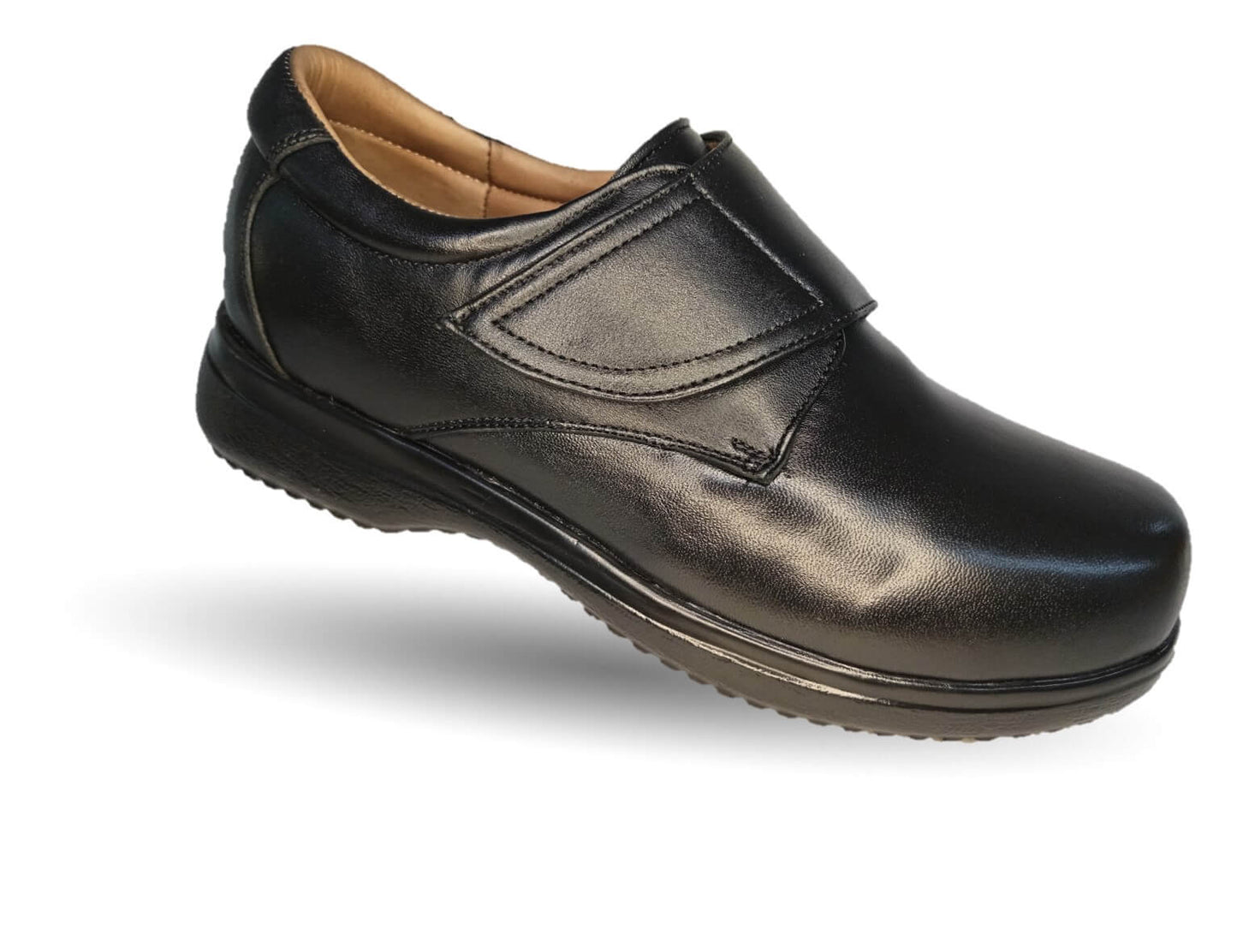 Zapato de Confort para pie diabético de piel de cabra Jet 485 Negro para hombre