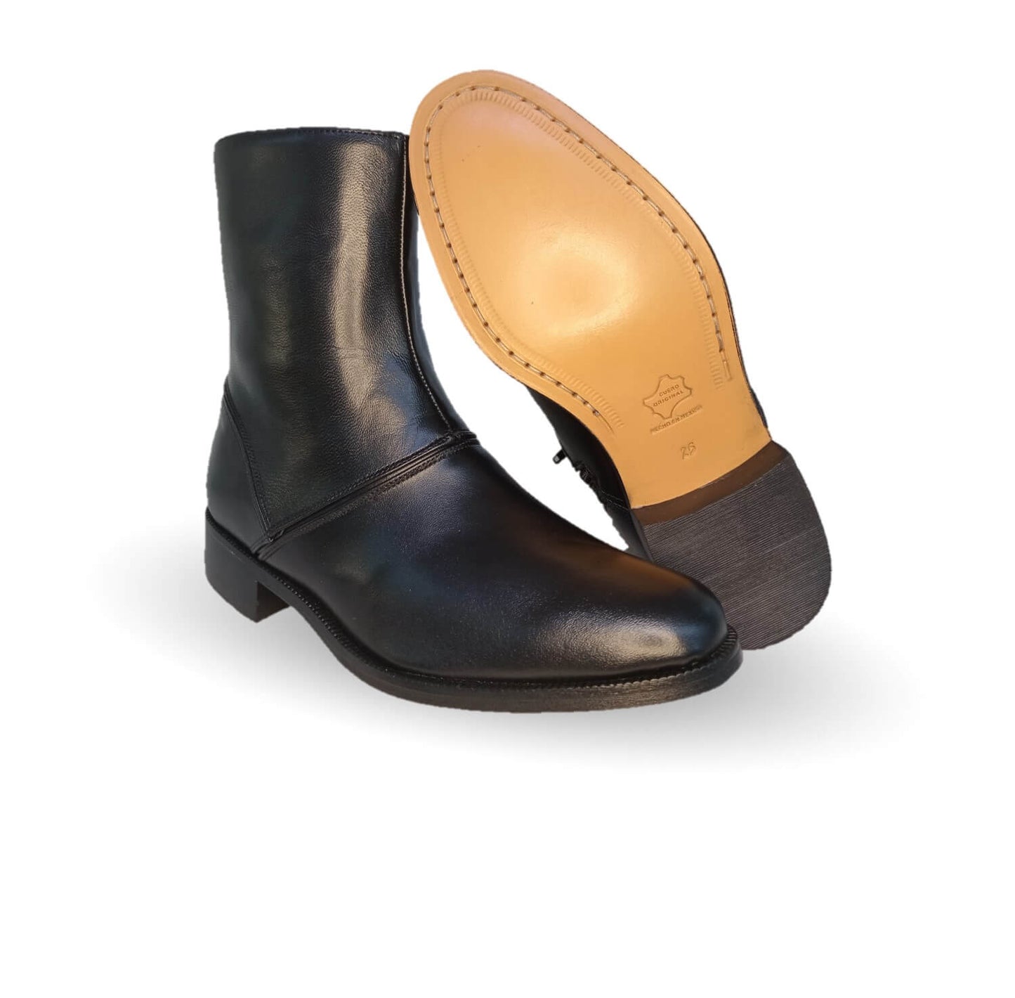 Zapatos tipo Botín de Vestir de piel de ternera con suela de cuero con cierre interno Karsson 79 Negro para hombre