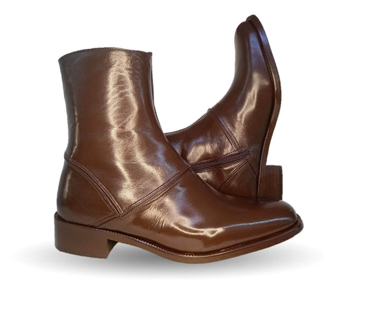 Zapatos de Vestir tipo Botín de piel de ternera con suela de cuero con cierre interno Karsson 79 Tabaco para hombre