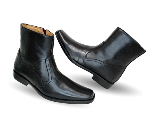 Zapatos tipo Botín de Vestir de piel de ternera con suela de cuero Karsson 8039 Negro para hombre