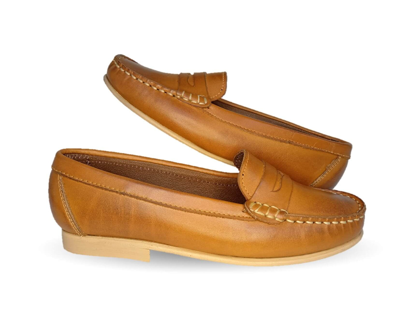 Zapato Casual tipo mocasín de piel con suela de cuero Lady Camo 455 Atanado Miel para mujer