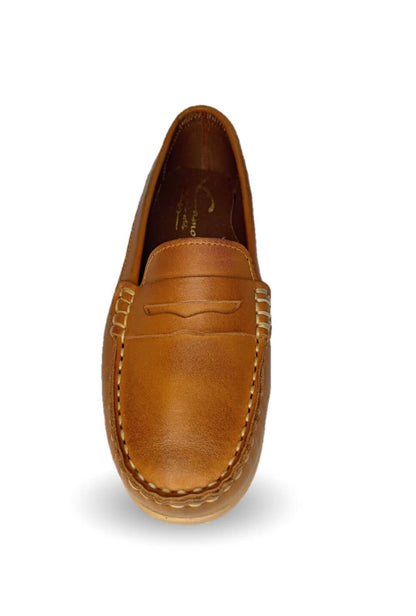 Zapato Casual tipo mocasín de piel con suela de cuero Lady Camo 455 Atanado Miel para mujer