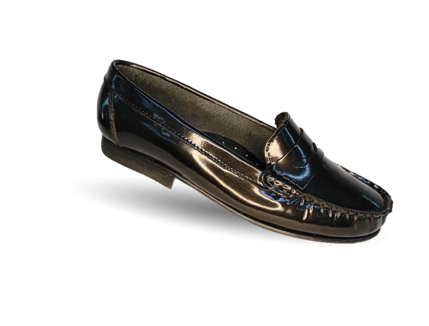 Zapato Casual tipo mocasín de piel con suela de cuero Lady Camo 455 Camaleón Negro para mujer