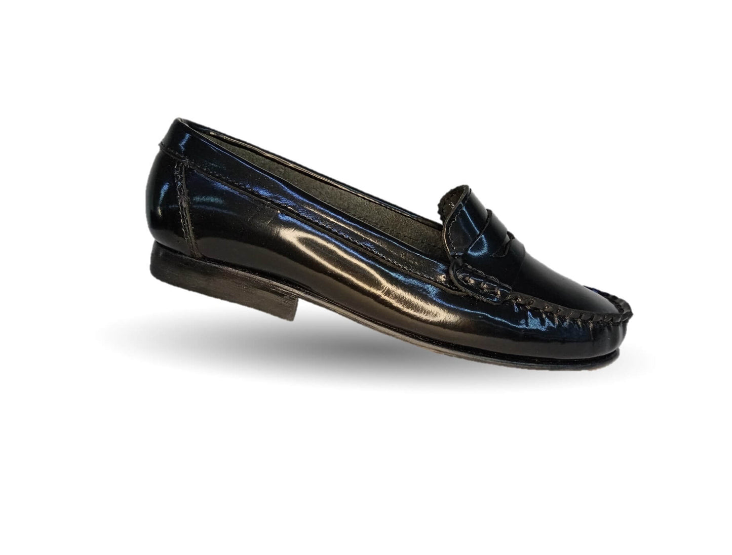 Zapato Casual tipo mocasín de piel con suela de cuero Lady Camo 455 Camaleón Negro para mujer