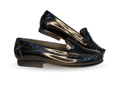 Zapato Casual tipo mocasín de piel con suela de cuero Lady Camo 455 Camaleón Negro para mujer