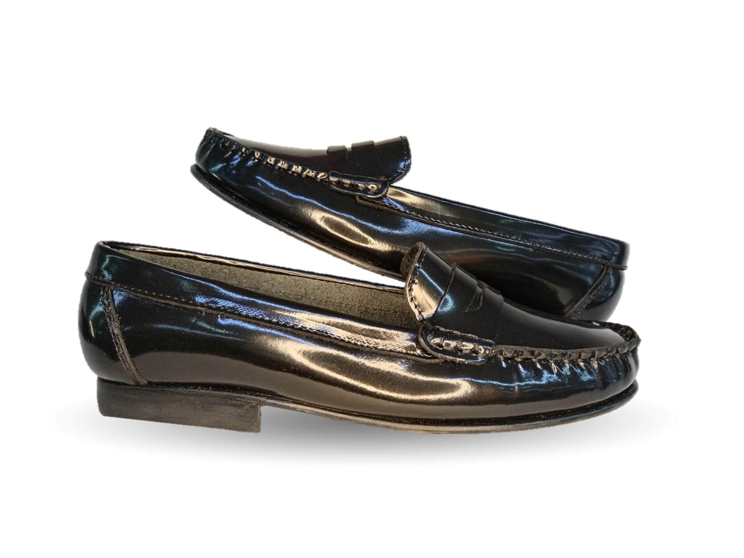 Zapato Casual tipo mocasín de piel con suela de cuero Lady Camo 455 Camaleón Negro para mujer