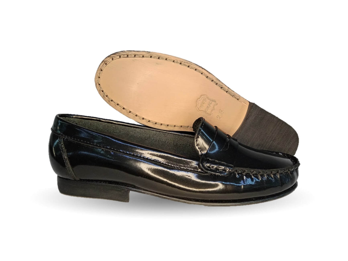 Zapato Casual tipo mocasín de piel con suela de cuero Lady Camo 455 Camaleón Negro para mujer