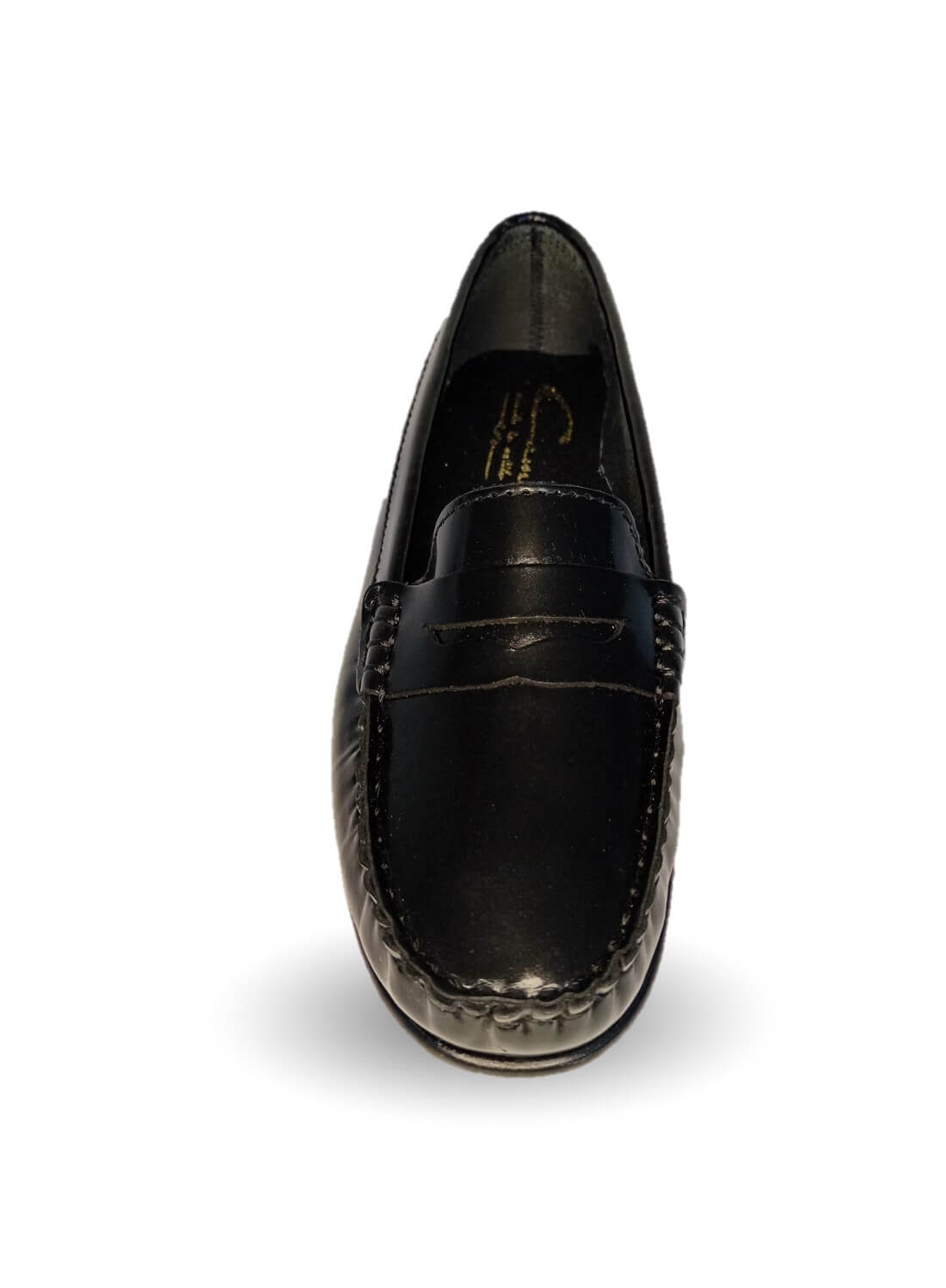 Zapato Casual tipo mocasín de piel con suela de cuero Lady Camo 455 Camaleón Negro para mujer