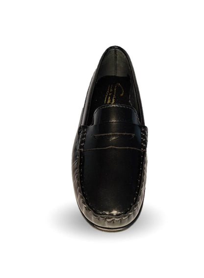 Zapato Casual tipo mocasín de piel con suela de cuero Lady Camo 455 Camaleón Negro para mujer