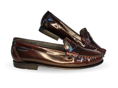 Zapato Casual tipo mocasín de piel con suela de cuero Lady Camo 455 Camaleón Vino para mujer