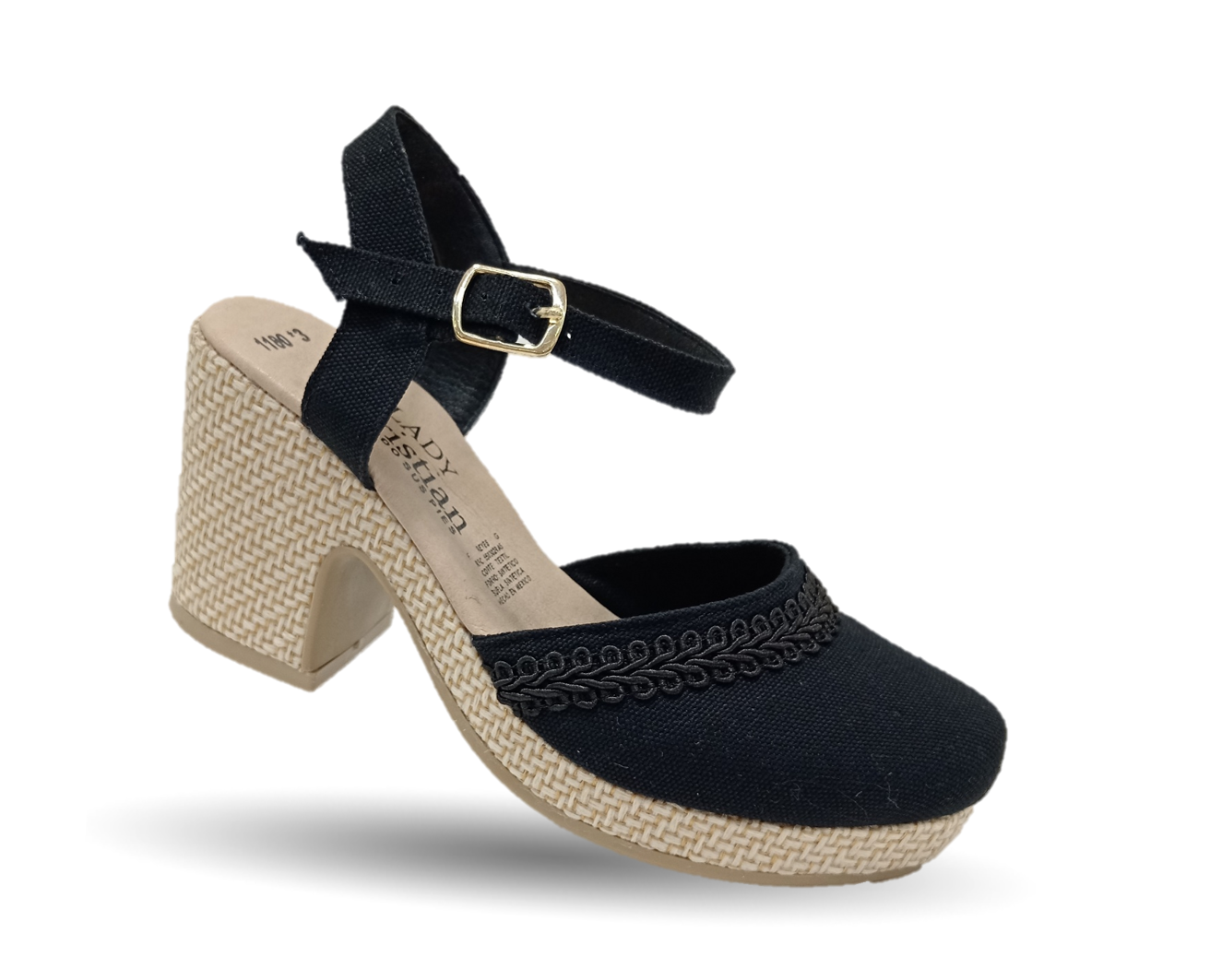 Sandalia tipo Alpargata Lady Christian 1180 Negro para mujer