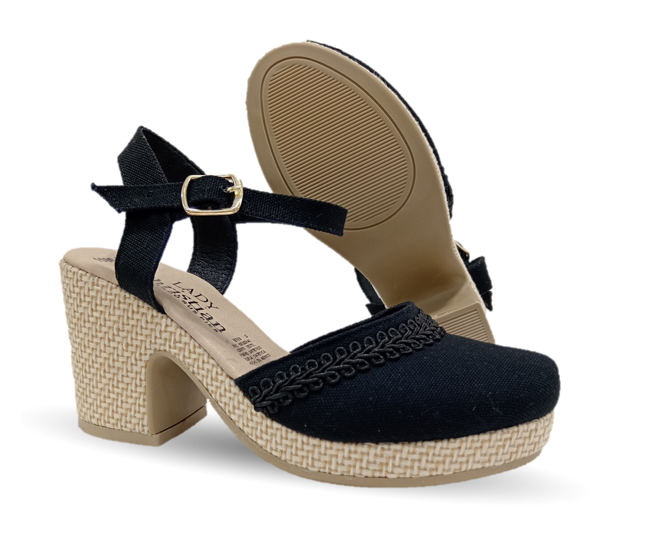 Sandalia tipo Alpargata Lady Christian 1180 Negro para mujer