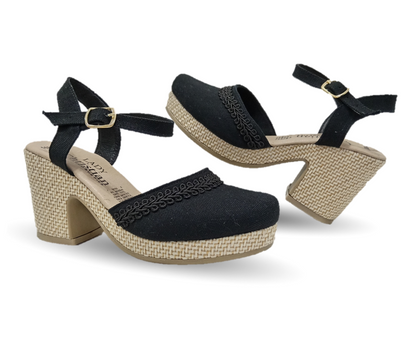Sandalia tipo Alpargata Lady Christian 1180 Negro para mujer