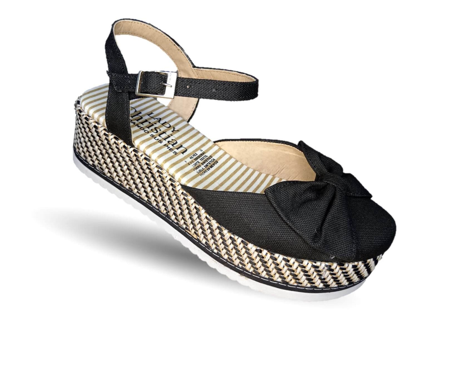 Sandalia Casual de moda con plataforma media Lady Christian 290 Negro para mujer