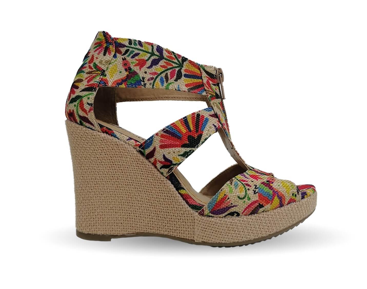 Sandalia Casual de moda con cuña alta de yute natural Lady Christian 612 Otomí para mujer