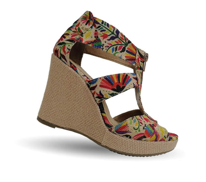 Sandalia Casual de moda con cuña alta de yute natural Lady Christian 612 Otomí para mujer