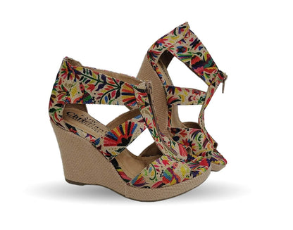 Sandalia Casual de moda con cuña alta de yute natural Lady Christian 612 Otomí para mujer