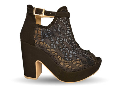 Sandalia Casual de moda con tacón alto Lady Christian 845 Ante Negro para mujer