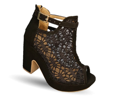 Sandalia Casual de moda con tacón alto Lady Christian 845 Ante Negro para mujer