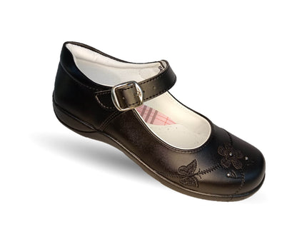 Zapato Escolar con hebilla Lady Flores 401 Negro para niña
