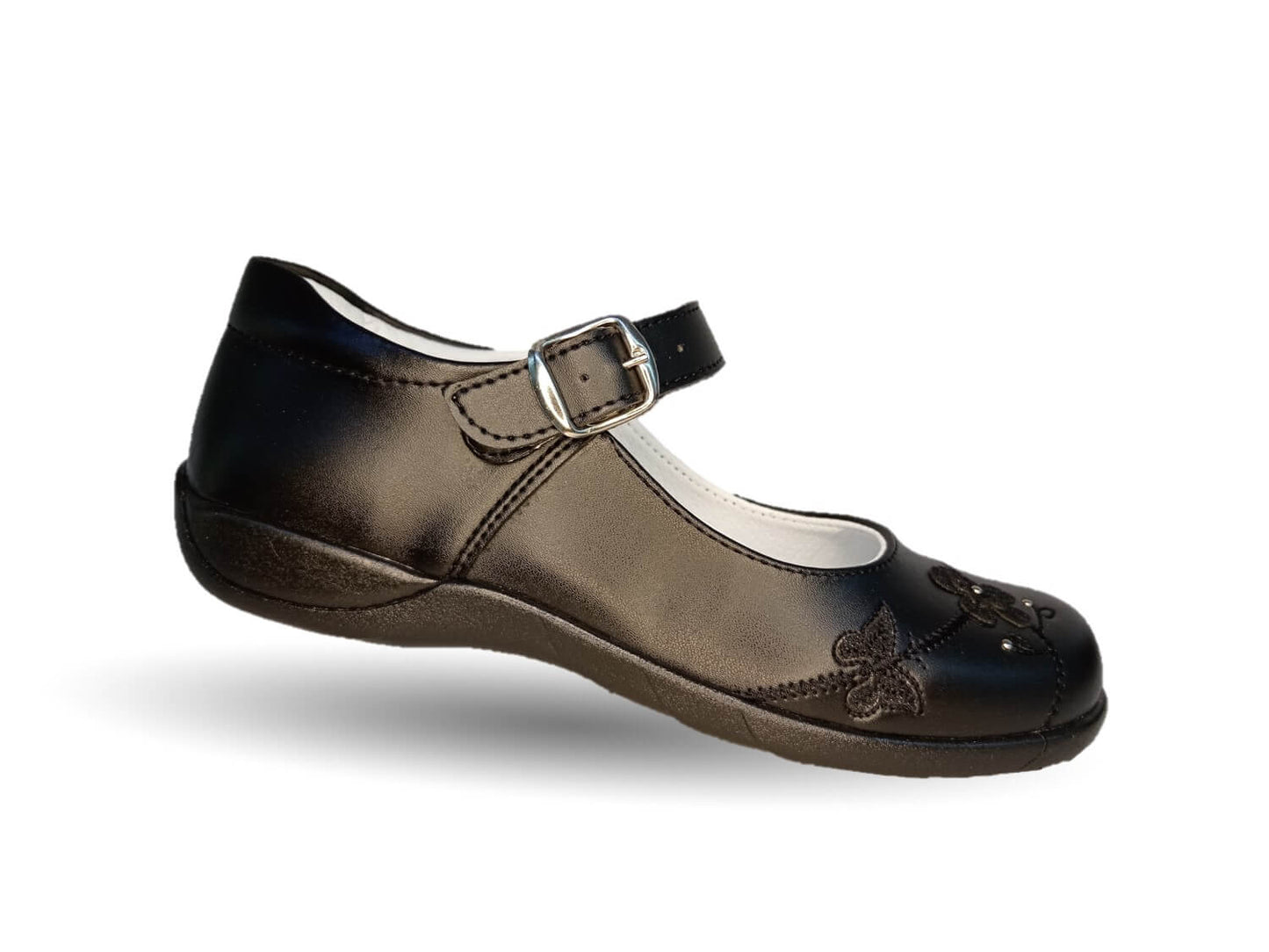 Zapato Escolar con hebilla Lady Flores 401 Negro para niña