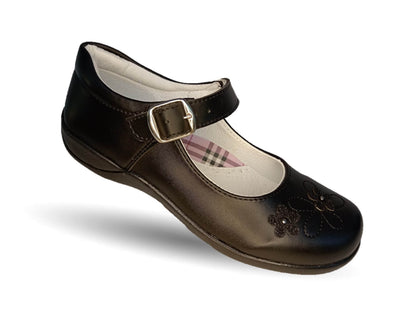 Zapato Escolar con hebilla Lady Flores 402 Negro para niña