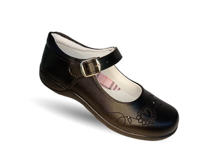Zapato Escolar con hebilla Lady Flores 406 Negro para niña