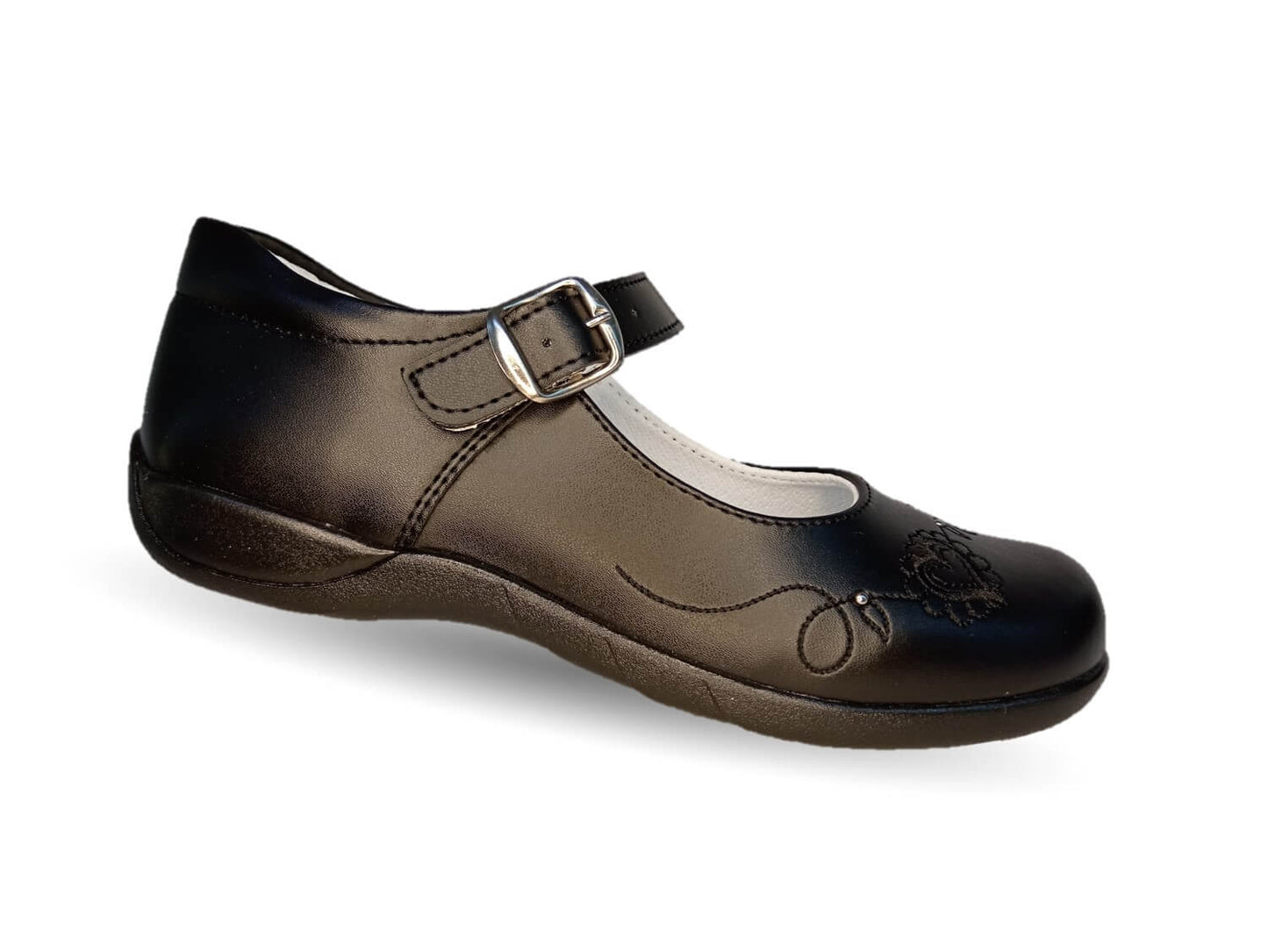 Zapato Escolar con hebilla Lady Flores 406 Negro para niña