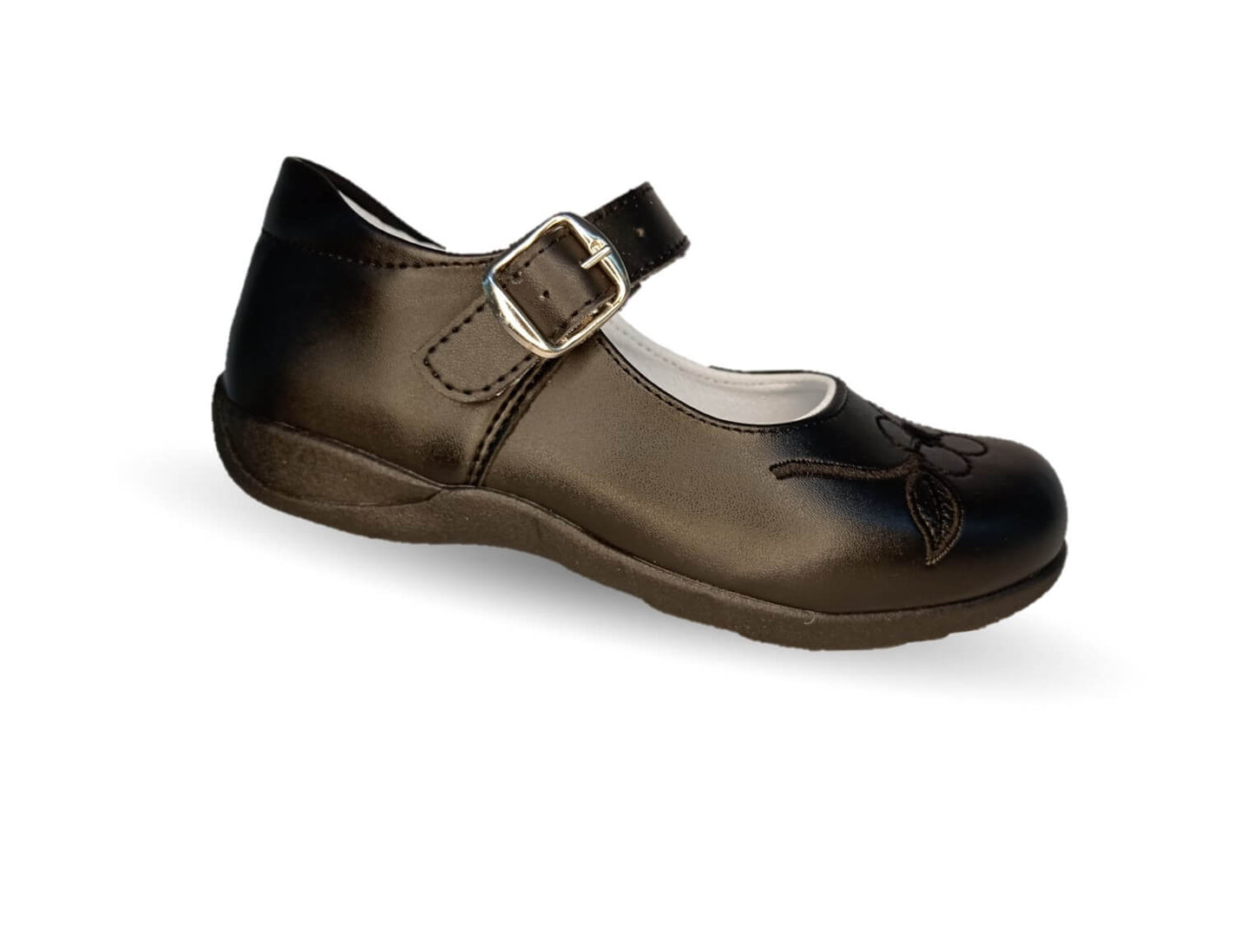 Zapato Escolar con hebilla Lady Flores 408 Negro para niña