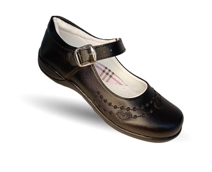 Zapato Escolar con hebilla Lady Flores 410 Negro para niña
