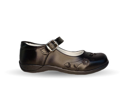 Zapato Escolar con hebilla Lady Flores 420 Negro para niña
