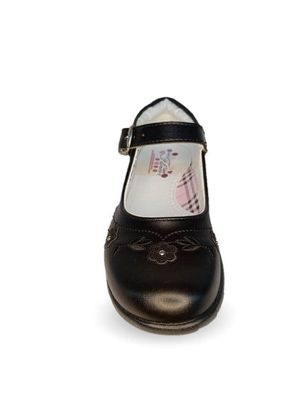 Zapato Escolar con hebilla Lady Flores 420 Negro para niña