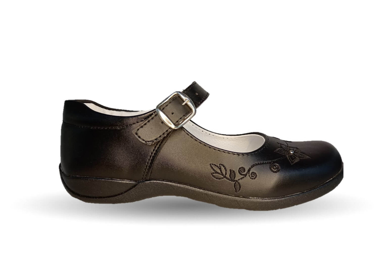 Zapato Escolar con hebilla Lady Flores 424 Negro para niña