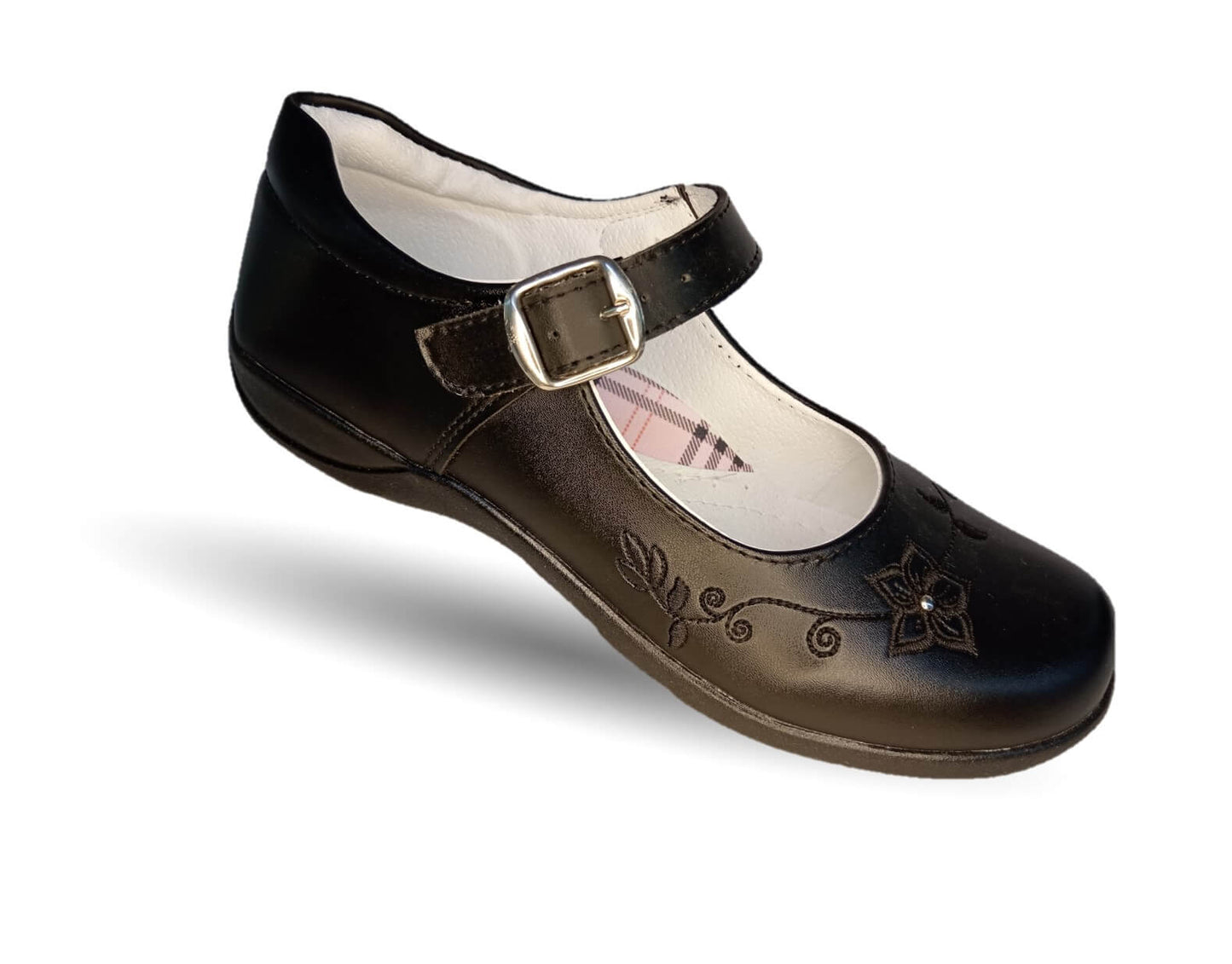 Zapato Escolar con hebilla Lady Flores 424 Negro para niña