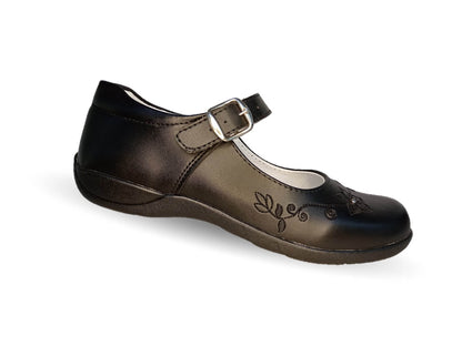 Zapato Escolar con hebilla Lady Flores 424 Negro para niña