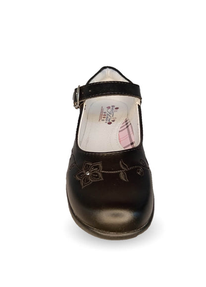 Zapato Escolar con hebilla Lady Flores 424 Negro para niña