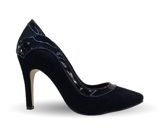 Zapatilla de Vestir Lambers 3201 Ante Negro/Charol Negro para mujer