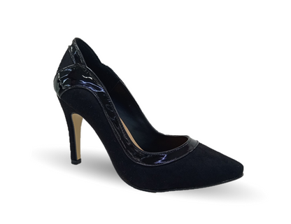 Zapatilla de Vestir Lambers 3201 Ante Negro/Charol Negro para mujer