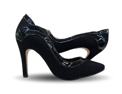 Zapatilla de Vestir Lambers 3201 Ante Negro/Charol Negro para mujer