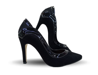 Zapatilla de Vestir Lambers 3201 Ante Negro/Charol Negro para mujer
