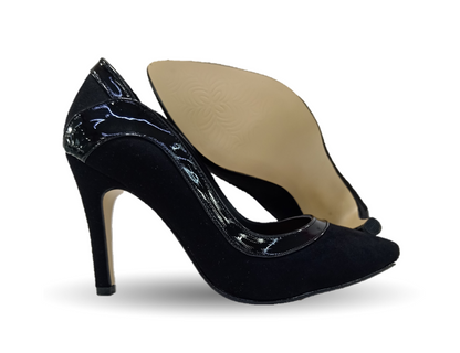 Zapatilla de Vestir Lambers 3201 Ante Negro/Charol Negro para mujer