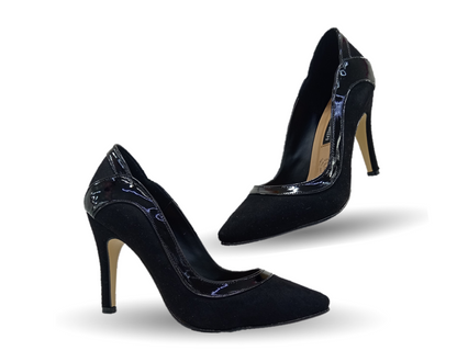 Zapatilla de Vestir Lambers 3201 Ante Negro/Charol Negro para mujer