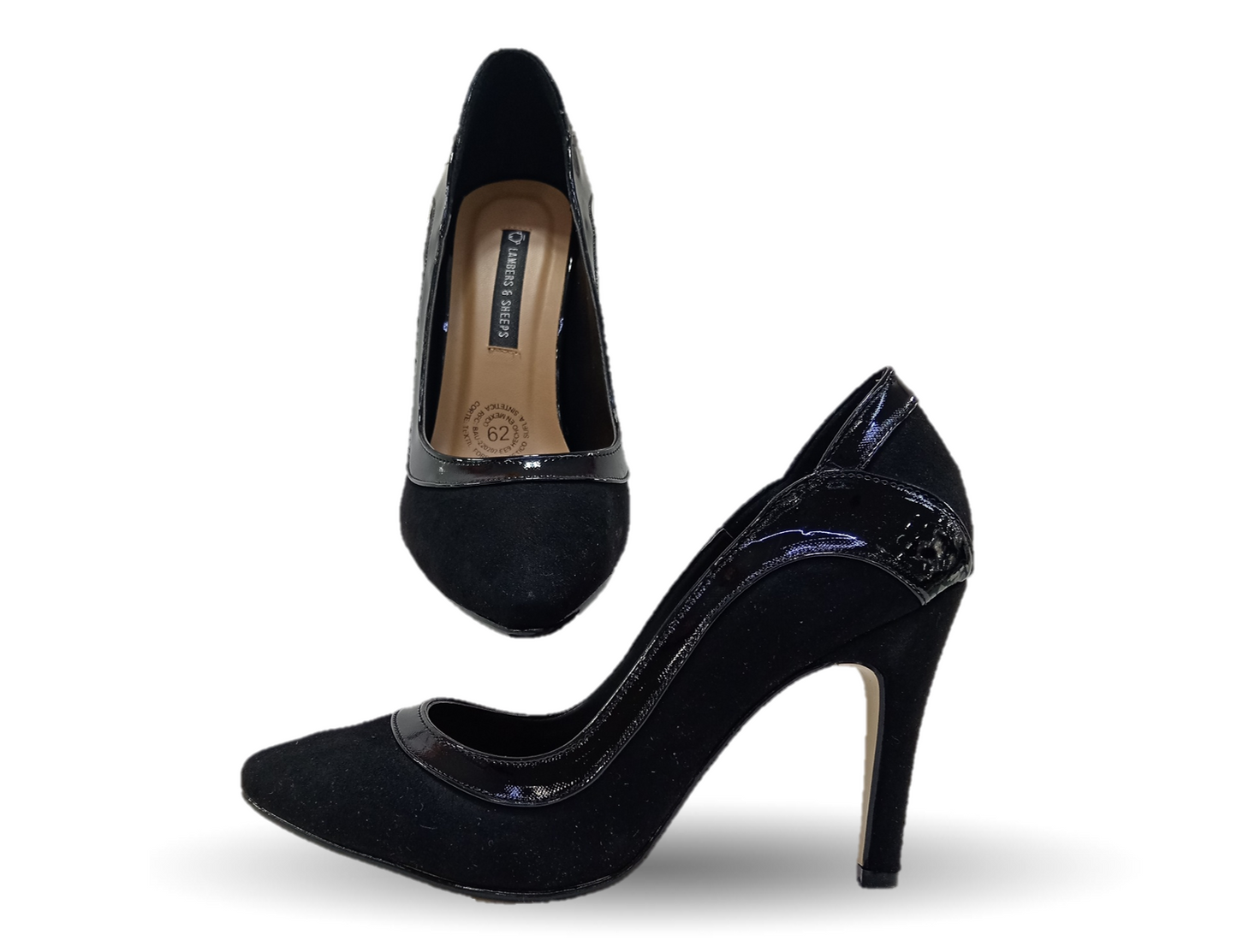 Zapatilla de Vestir Lambers 3201 Ante Negro/Charol Negro para mujer