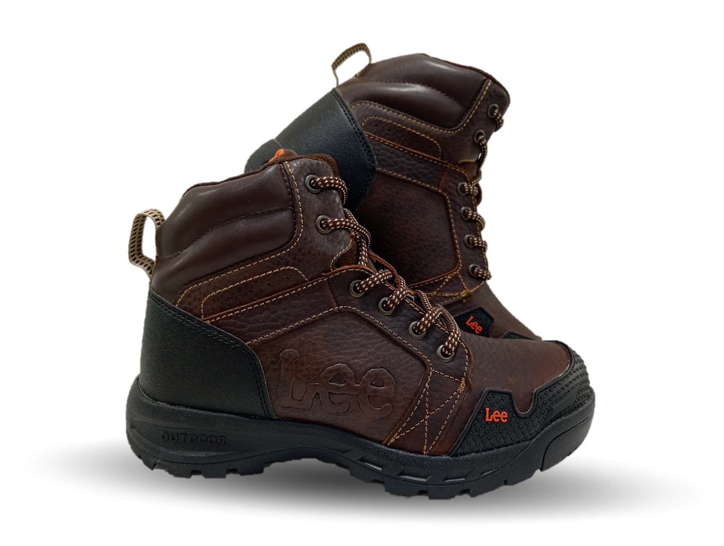 Bota Industrial y Casual de piel con casco de acero Lee 253 Café para hombre