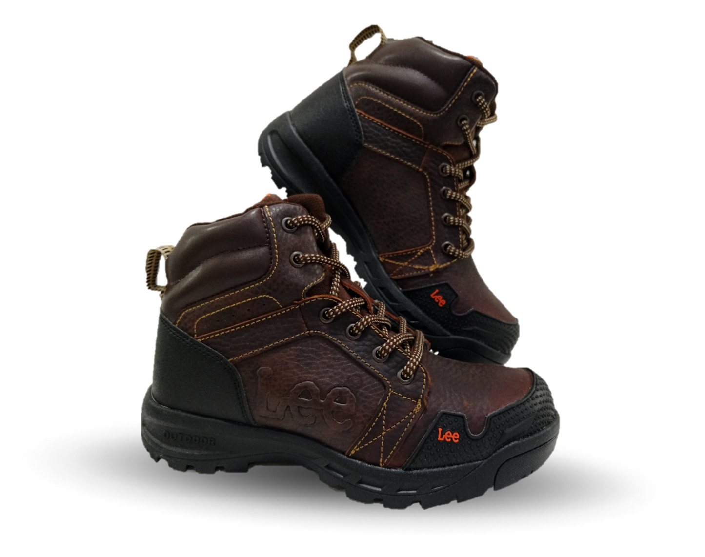 Bota Industrial y Casual de piel con casco de acero Lee 253 Café para hombre