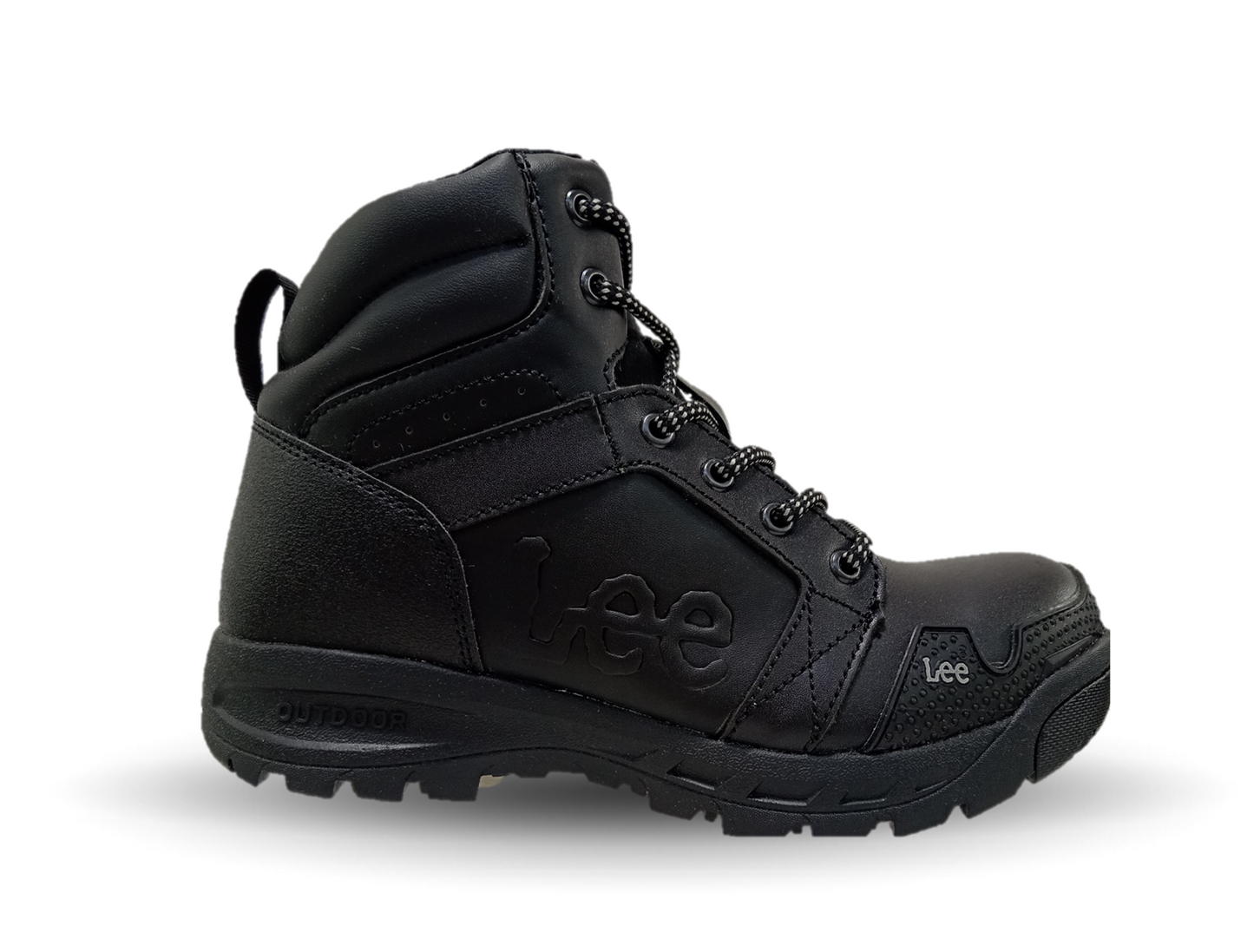 Bota Industrial y Casual de piel con casco de acero Lee 253 Negro/Acero para hombre