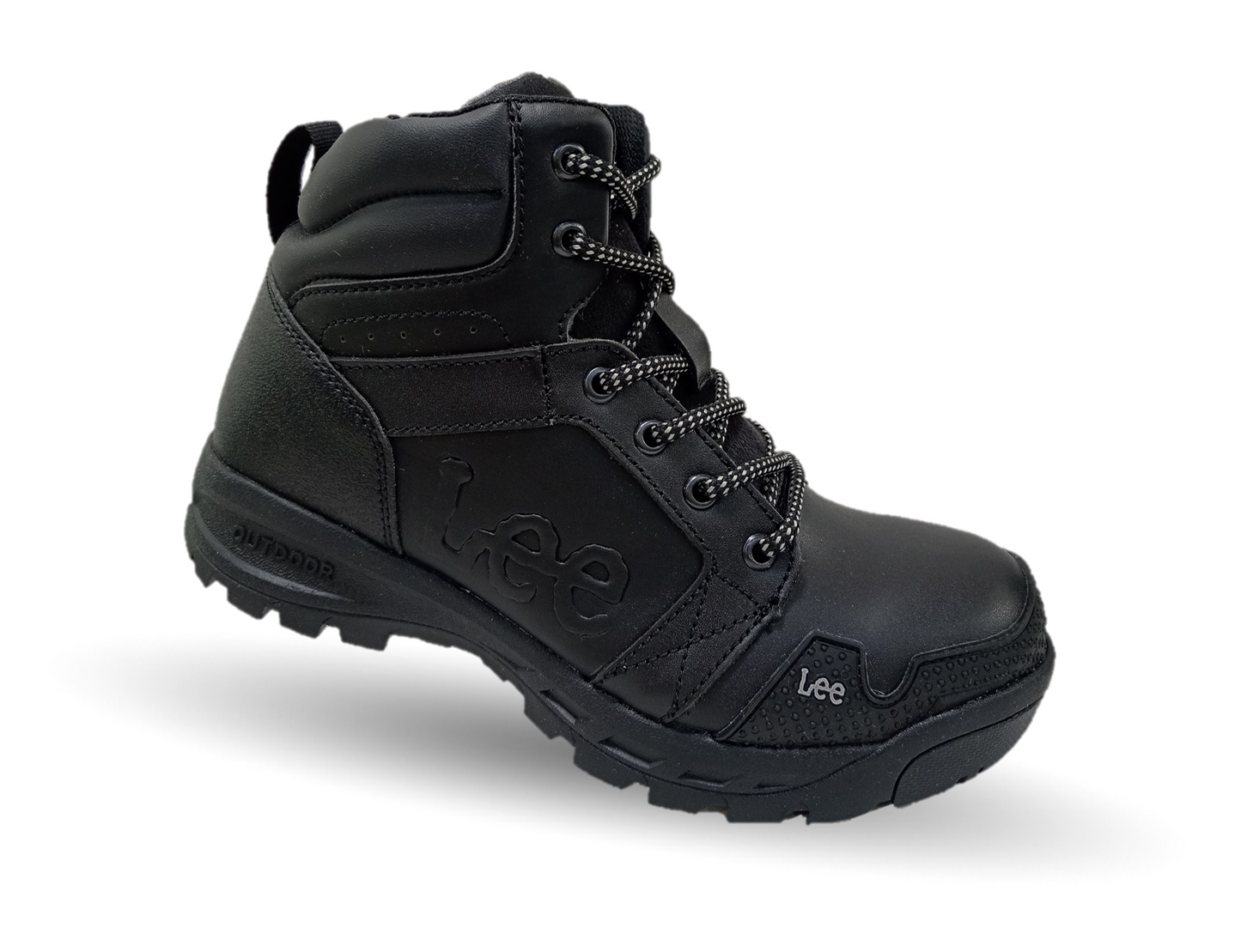Bota Industrial y Casual de piel con casco de acero Lee 253 Negro/Acero para hombre