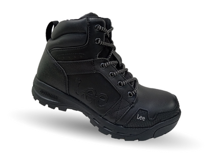 Bota Industrial y Casual de piel con casco de acero Lee 253 Negro/Acero para hombre